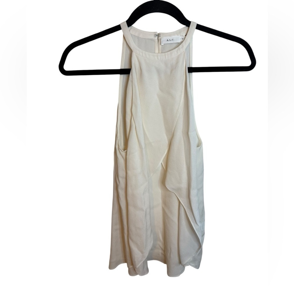 A.L.C. Cream Layered Ruffle Silk Blouse